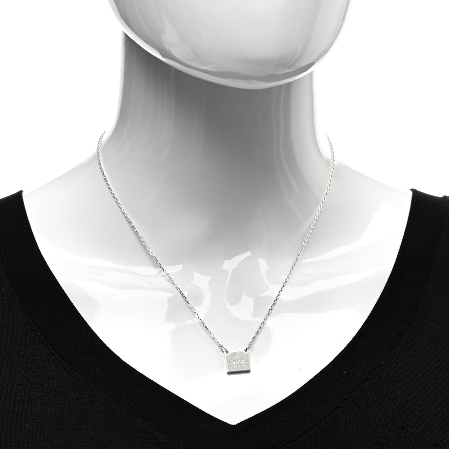Sterling Silver Trademark Logo Square Pendant Necklace
