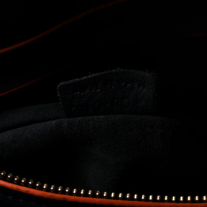 Celine Drummed Leather Medium Phantom Luggage Royal Blue Orange Trim 6 of 11