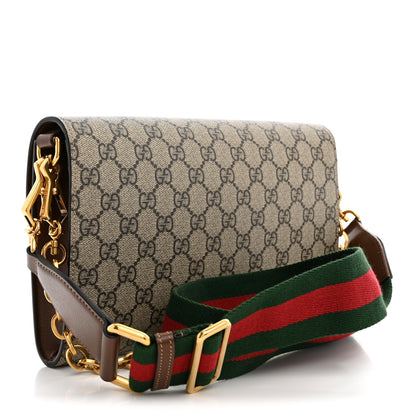 Gucci GG Supreme Monogram Azalea Calfskin Web Small Horsebit 1955 Crossbody Bag Beige Ebony Brown Sugar 3 of 10