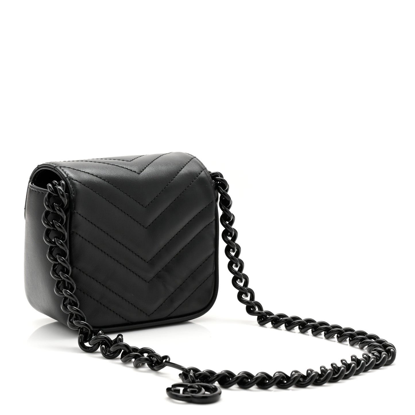 Calfskin Matelasse Monochrome GG Marmont Chain Mini Belt Bag Black