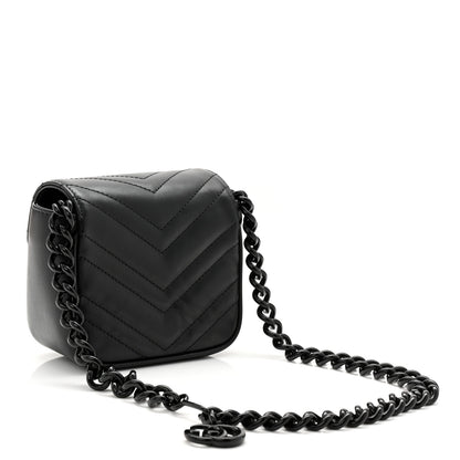 Gucci Calfskin Matelasse Monochrome GG Marmont Chain Mini Belt Bag Black 3 of 10