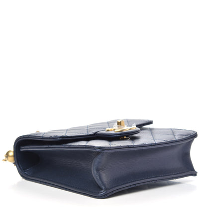 Chanel Iridescent Lambskin Quilted Chic Pearls Flap Navy Blue 4 of 11