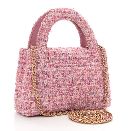 Chanel Tweed Quilted Nano Kelly Shopper Pink 3 of 11