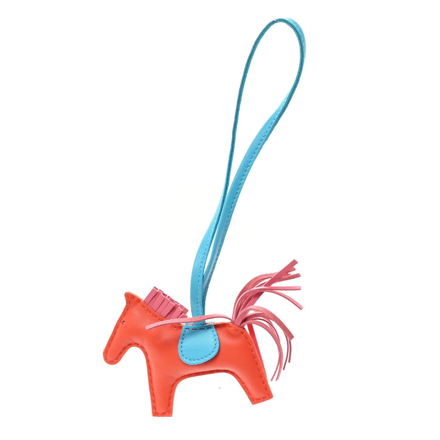 Hermes Milo Lambskin Grigri Rodeo Horse Bag Charm PM Orange Poppy Rose Azalee Bleu Azteque 1 of 3