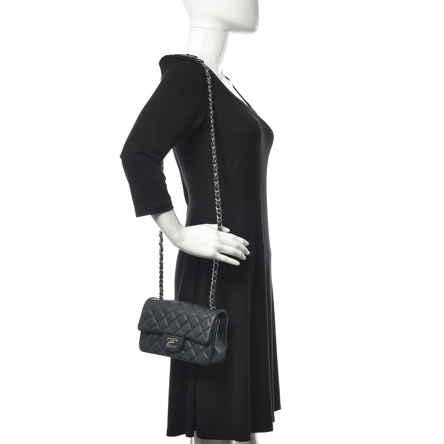 Chanel Caviar Quilted Mini Rectangular Flap Navy 2 of 11