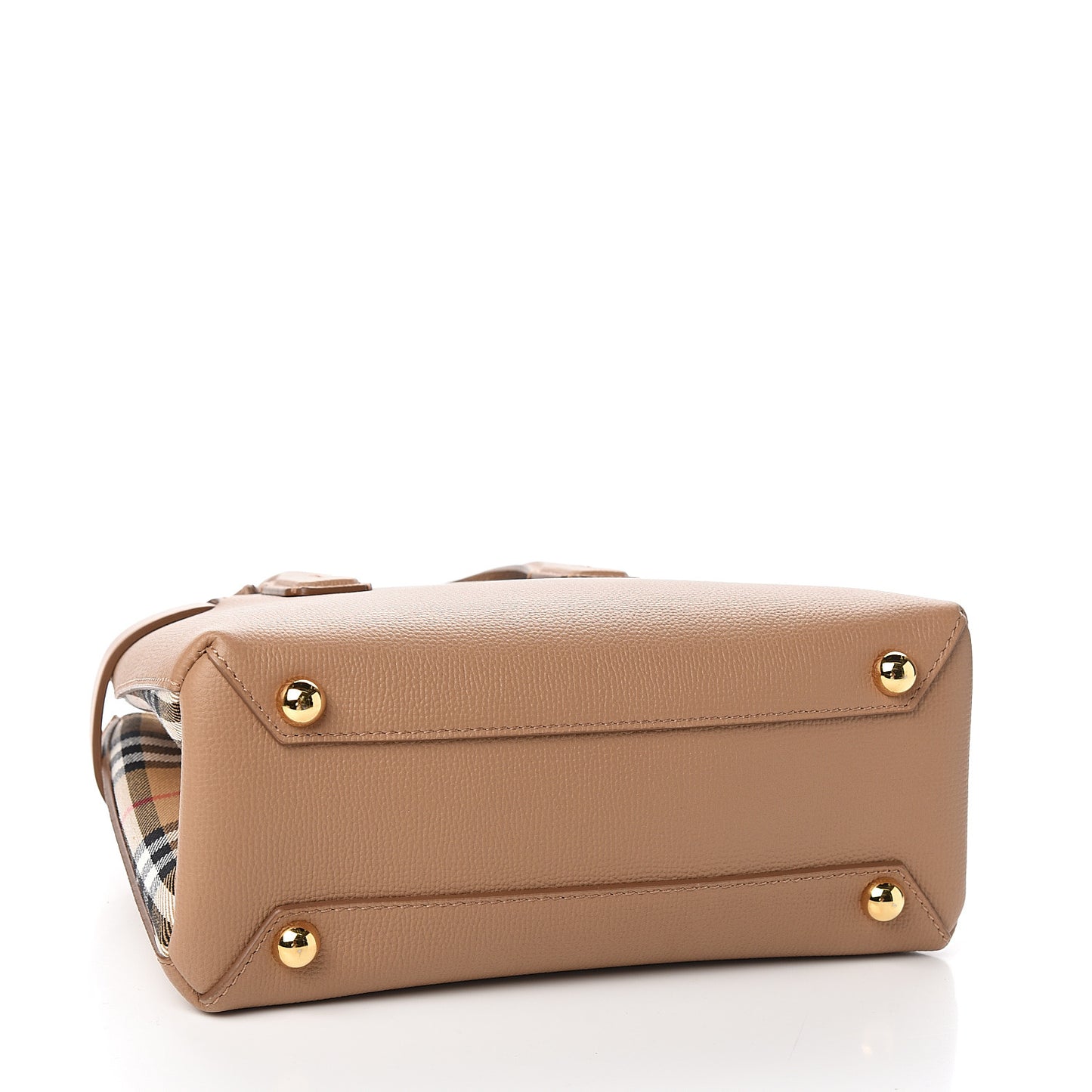 Grainy Calfskin House Check Small Banner Tote Tan