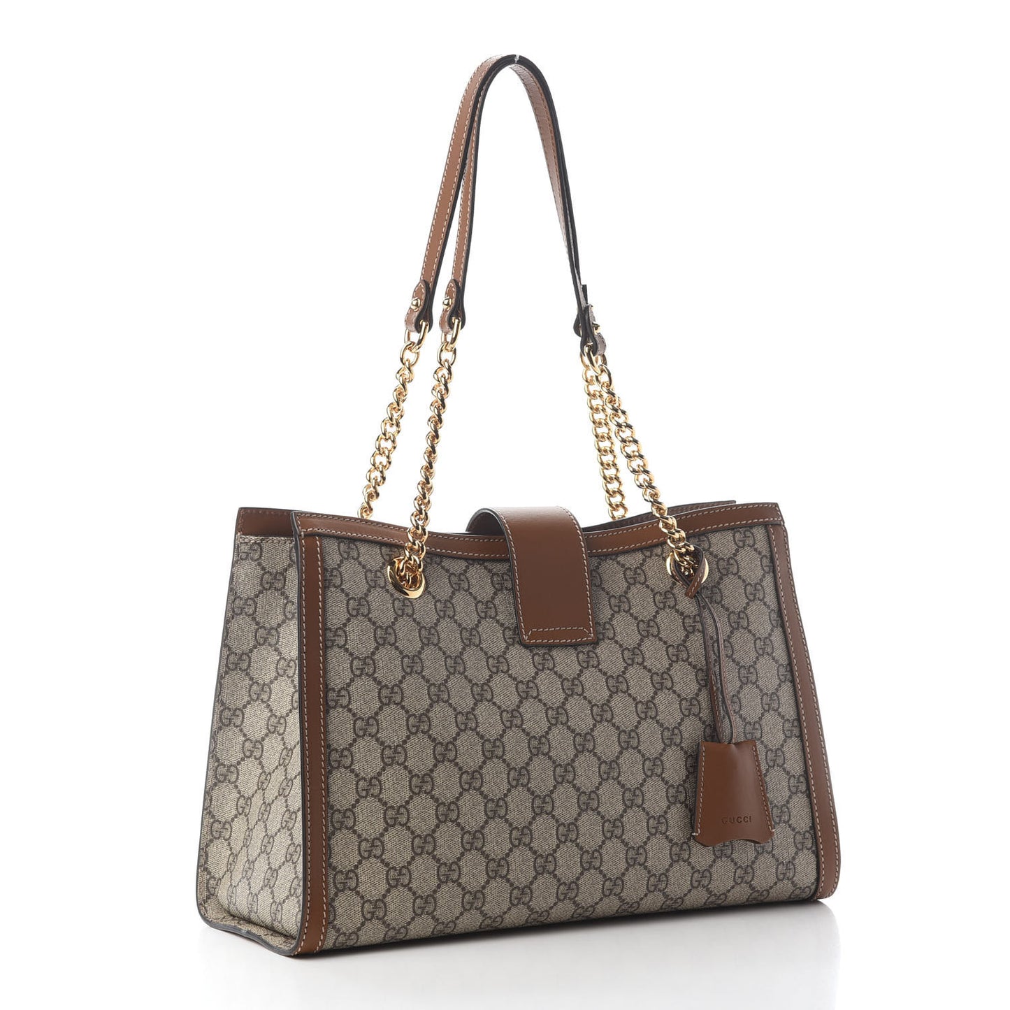 GG Supreme Monogram Medium Padlock Tote Beige Cuir