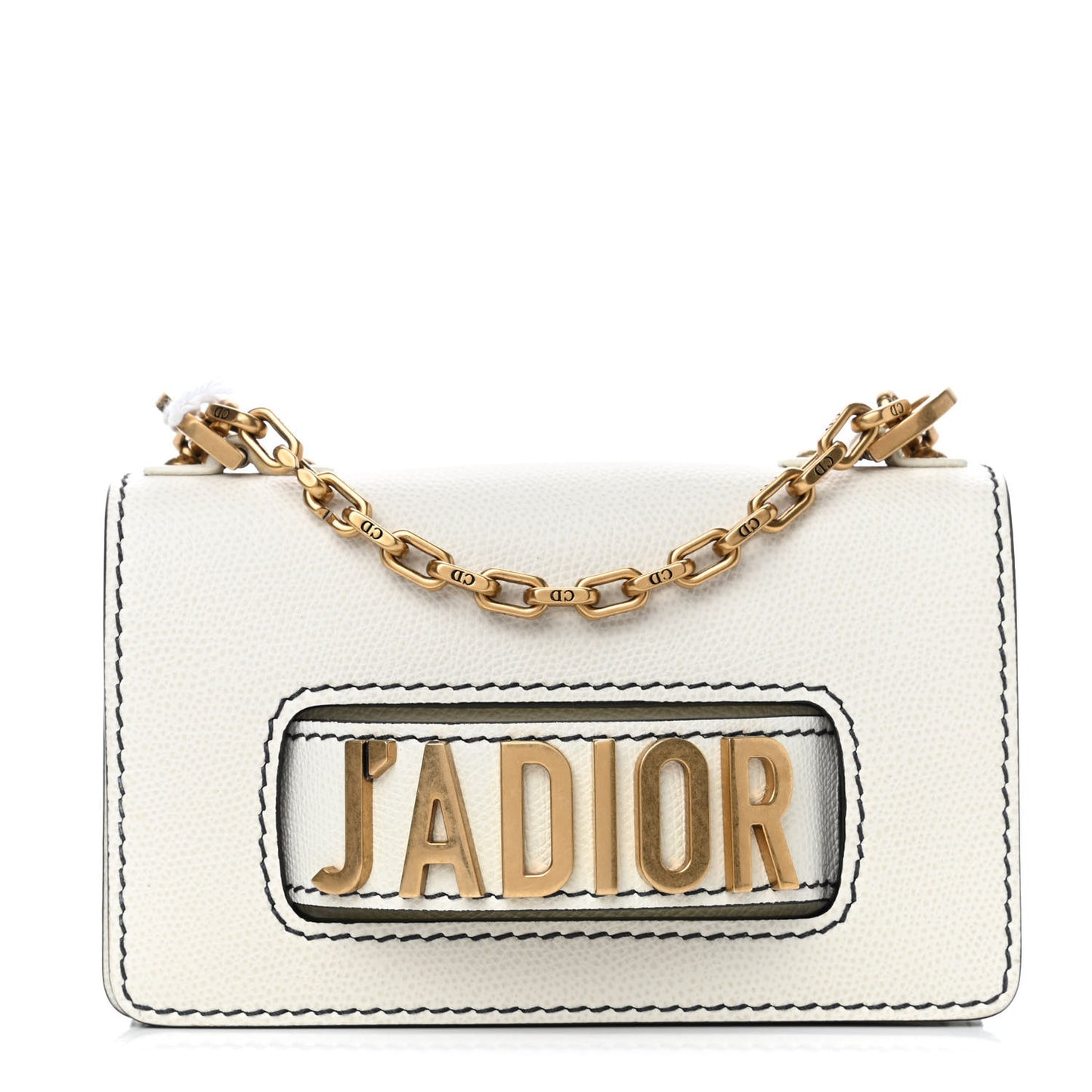 Grained Calfskin Mini J'Adior Chain Flap Bag Latte