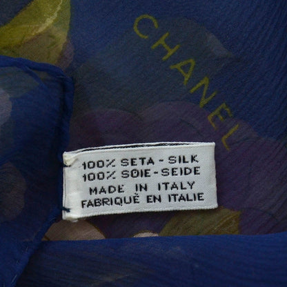 Chanel Silk Chiffon Camellia Scarf Blue 5 of 5
