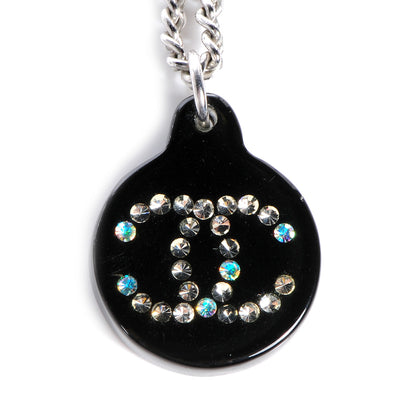 Chanel Resin Crystal CC Necklace Black 3 of 6