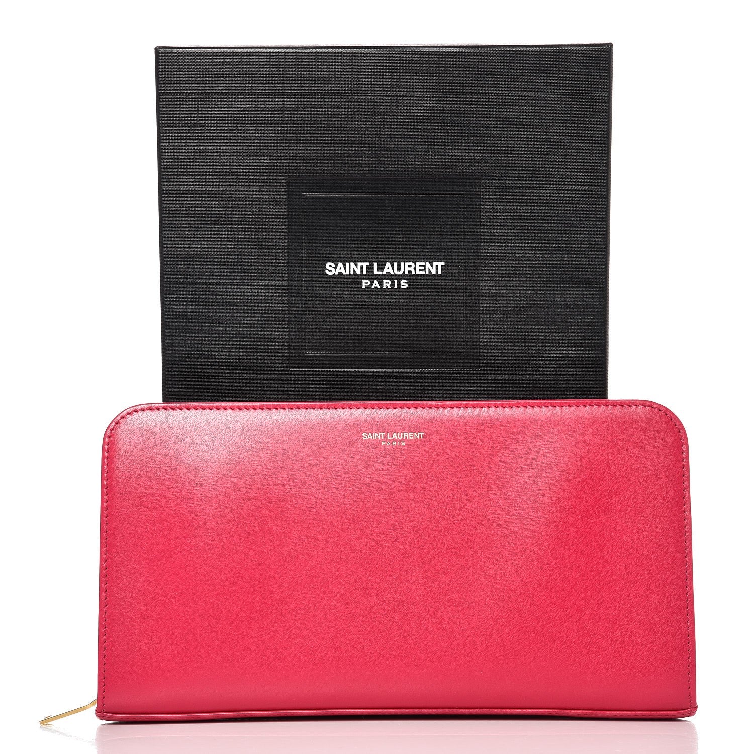 Saint Laurent Calfskin Classic Zip Around Wallet Fuchsia 7 of 8