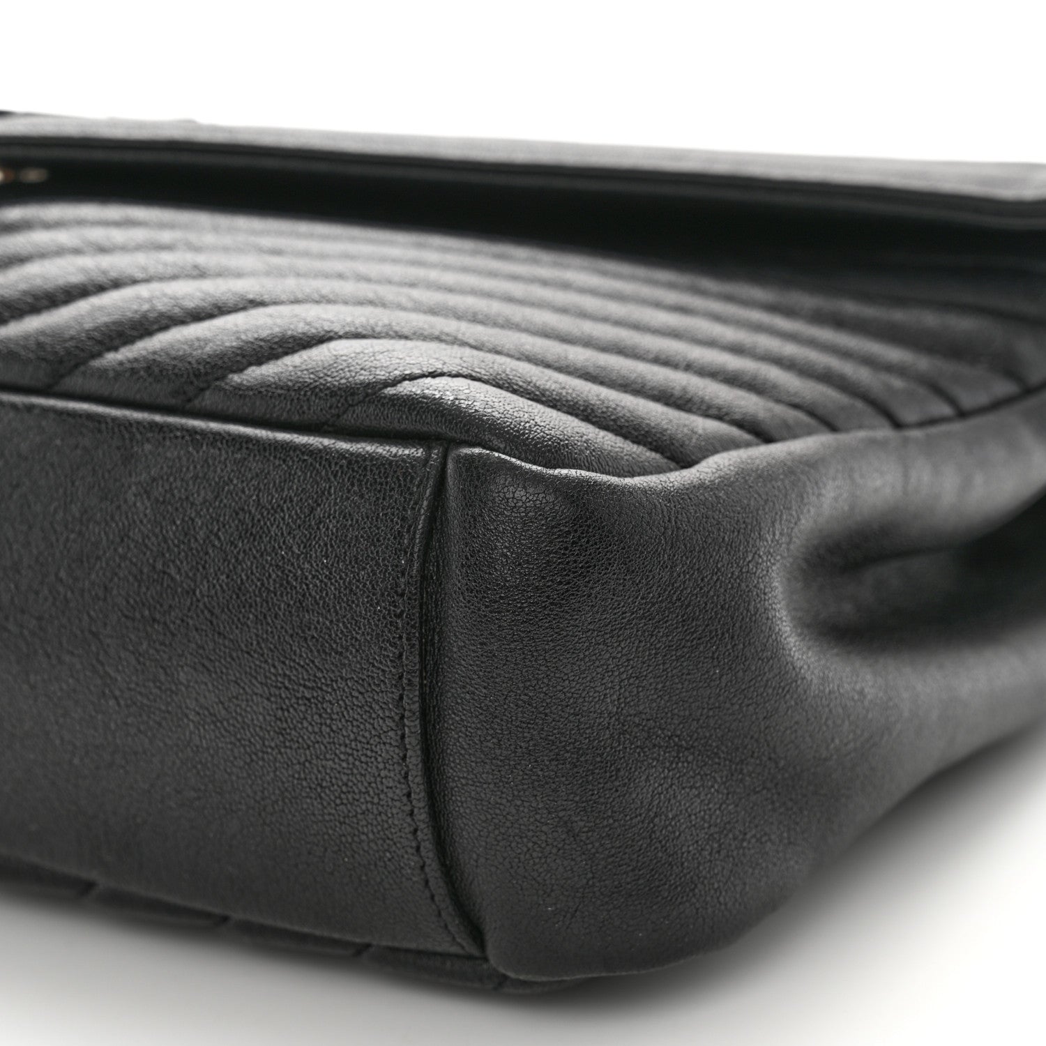 Saint Laurent Sheepskin Matelasse Chevron Monogram Monochrome Large College Satchel Black 10 of 10