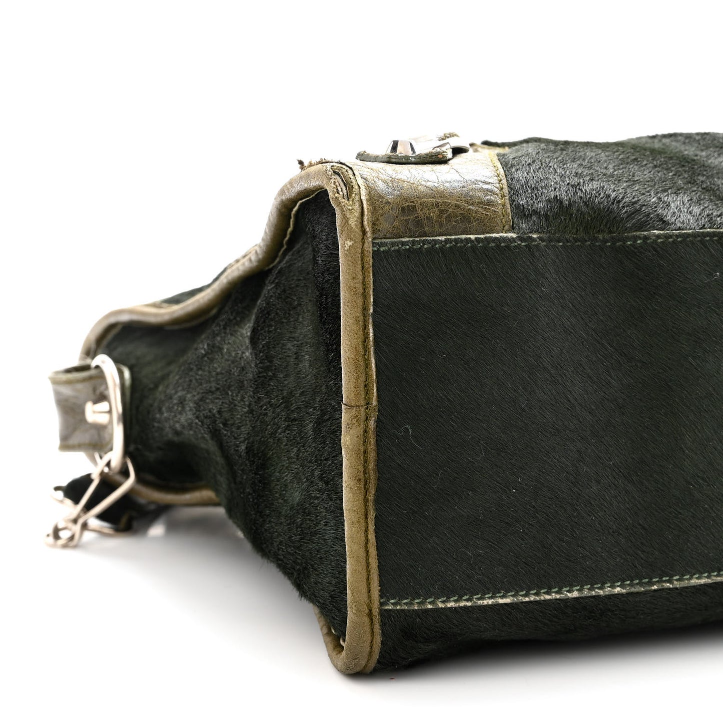 Agneau Pony Hair Classic Silver Hardware City Olive