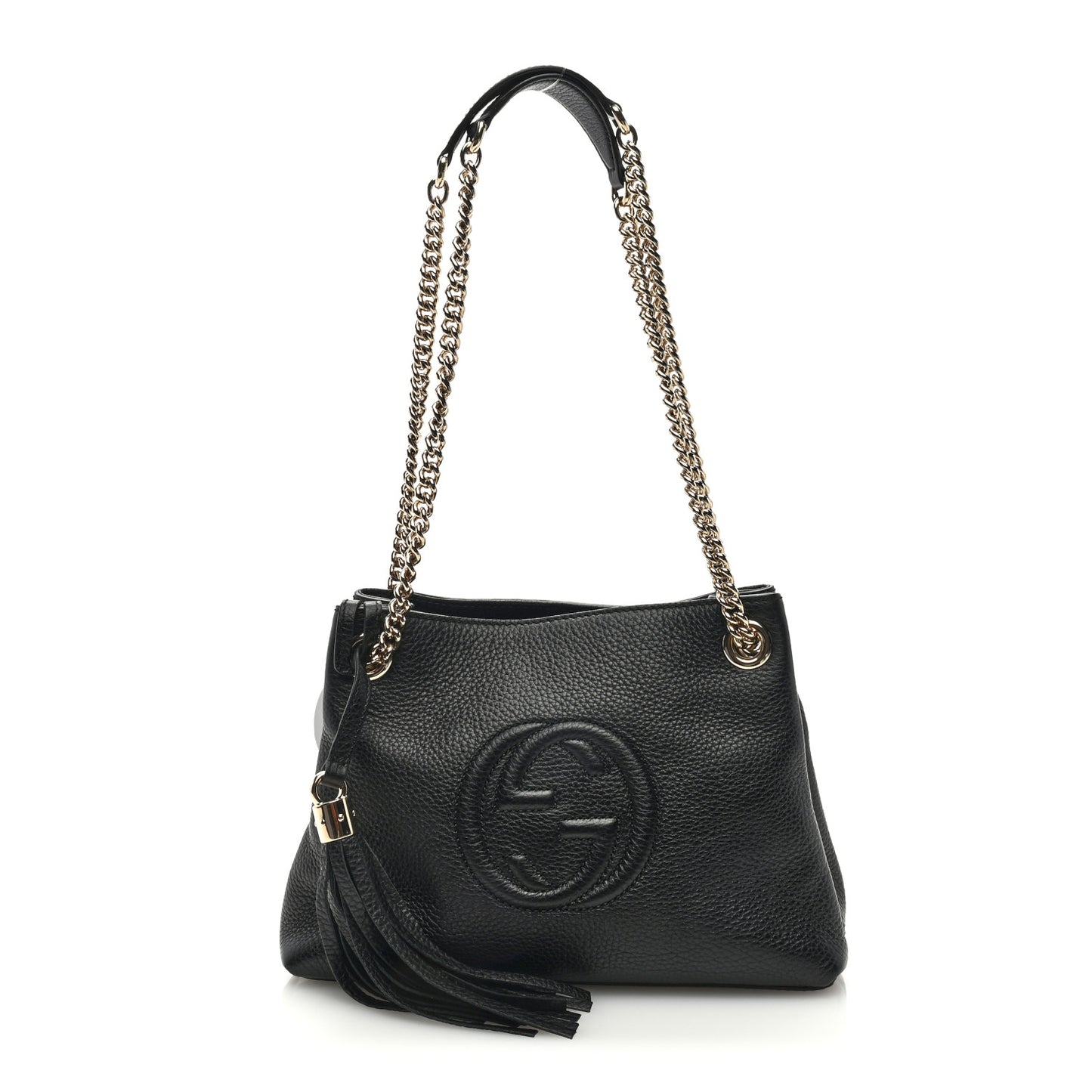 Pebbled Calfskin Small Soho Chain Shoulder Bag Black