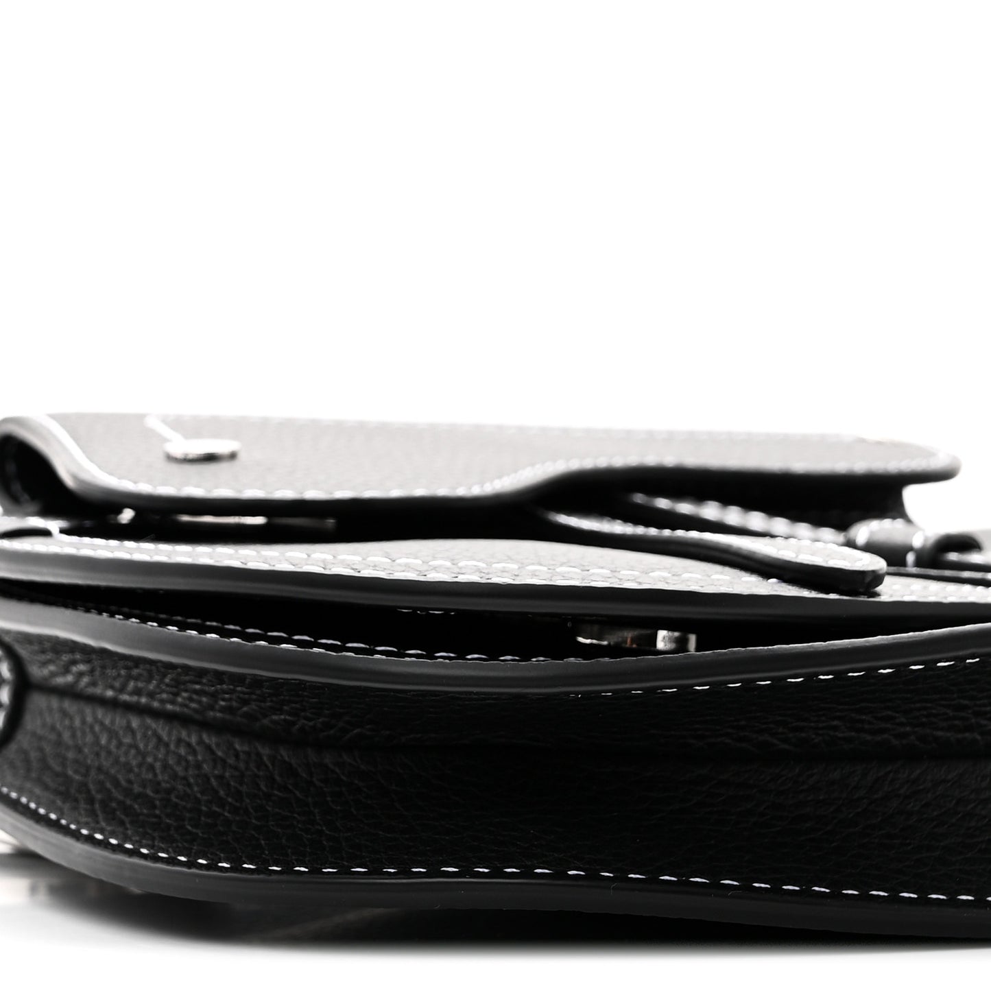 X KAWS Grained Calfskin Saddle Pouch Black