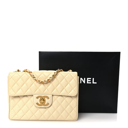 Chanel Caviar Quilted Jumbo Single Flap Beige 12 of 12