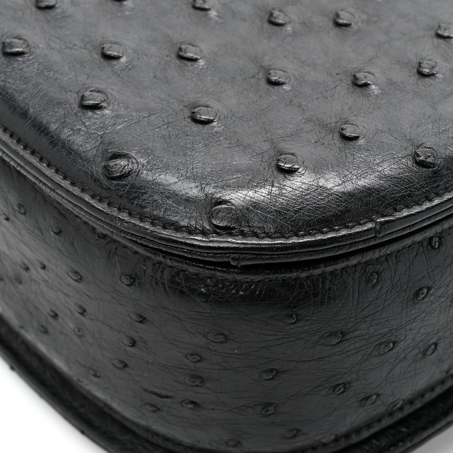 Gucci Ostrich Medium Bamboo Top Handle Bag Black 16 of 16
