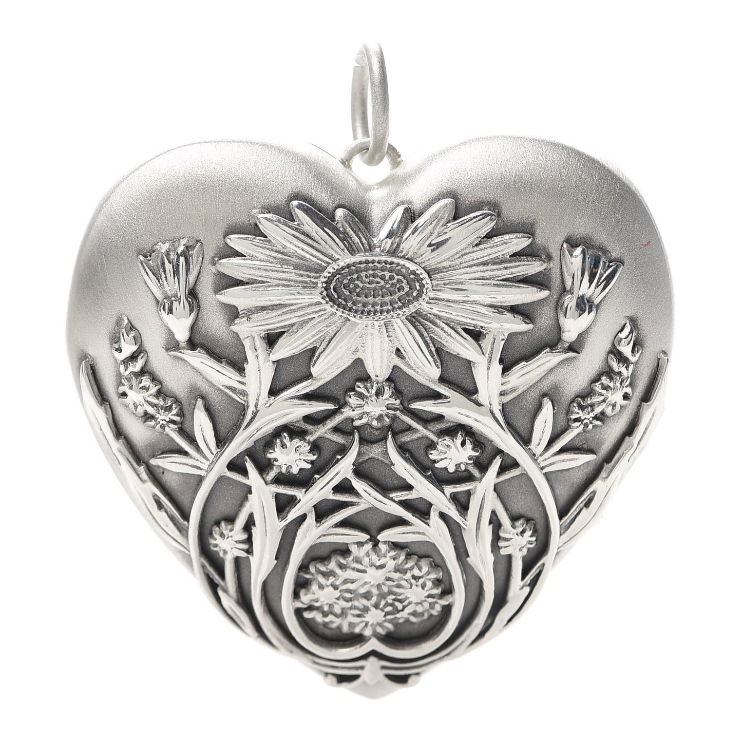 Sterling Silver Large Ziegfeld Daisy Heart Locket Pendant