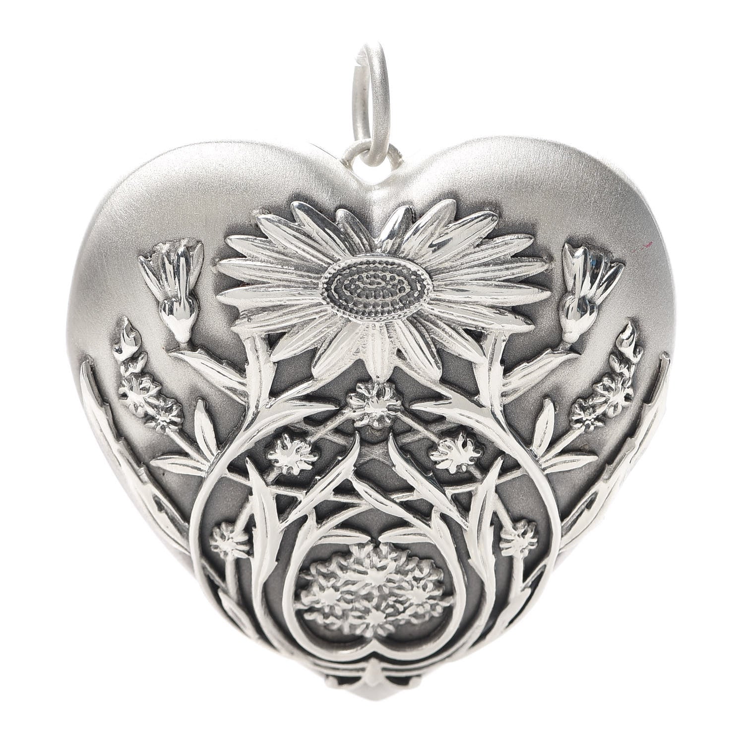 Tiffany Sterling Silver Large Ziegfeld Daisy Heart Locket Pendant 1 of 4