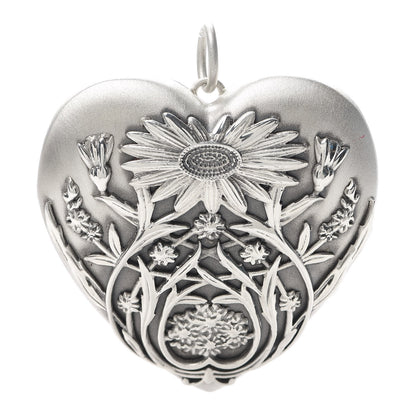 Tiffany Sterling Silver Large Ziegfeld Daisy Heart Locket Pendant 1 of 4