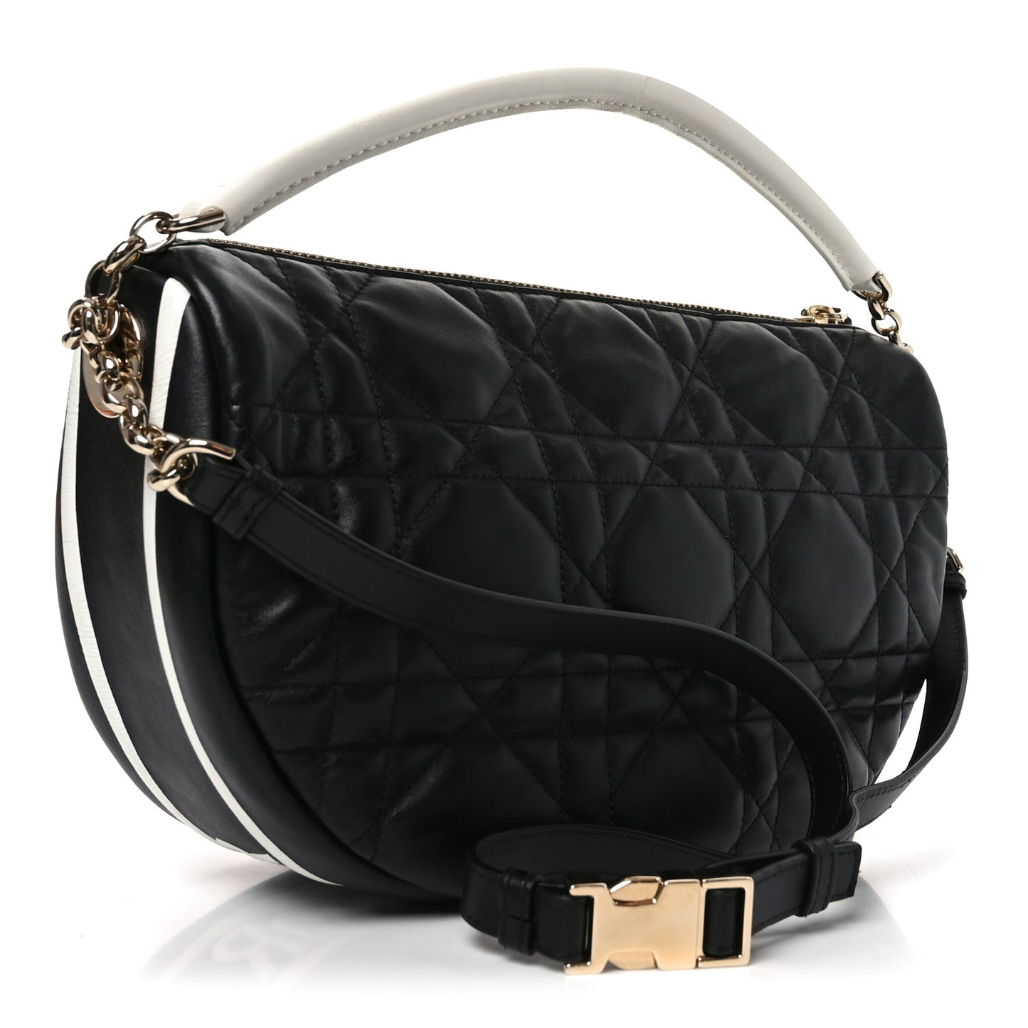 Lambskin Cannage Medium Dior Vibe Hobo Bag Black