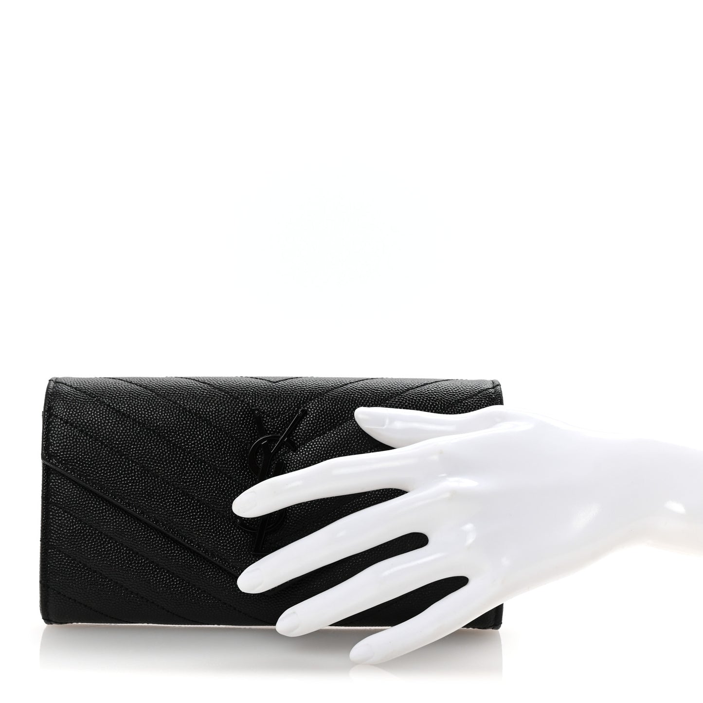 Grain De Poudre Matelasse Chevron Monogram Flap Wallet Black