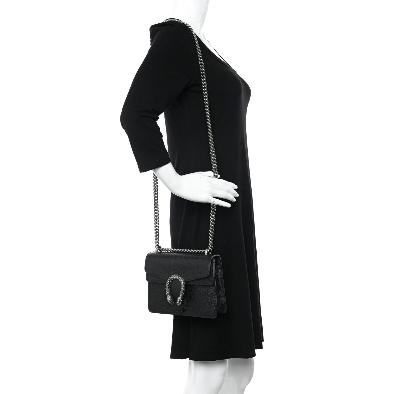 Gucci Calfskin Mini Dionysus Shoulder Bag Black 2 of 11