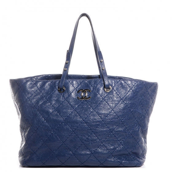 Chanel Glazed Calfskin XL On The Road Tote Dark Blue 1 of 7