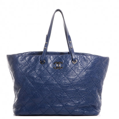 Chanel Glazed Calfskin XL On The Road Tote Dark Blue 1 of 7