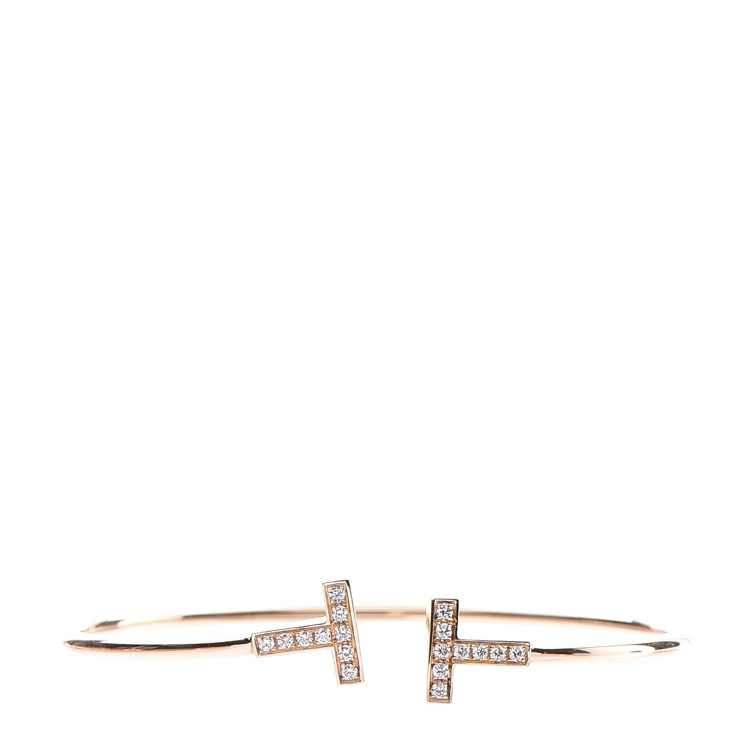 Tiffany 18K Yellow Gold Diamond T Wire Bracelet 1 of 4