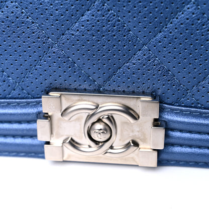 Chanel Perforated Lambskin Quilted New Medium Boy Flap Blue 18 of 19