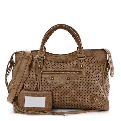 Balenciaga Agneau Laser Cut Cross Classic Gold Hardware City Beige Latte 1 of 11
