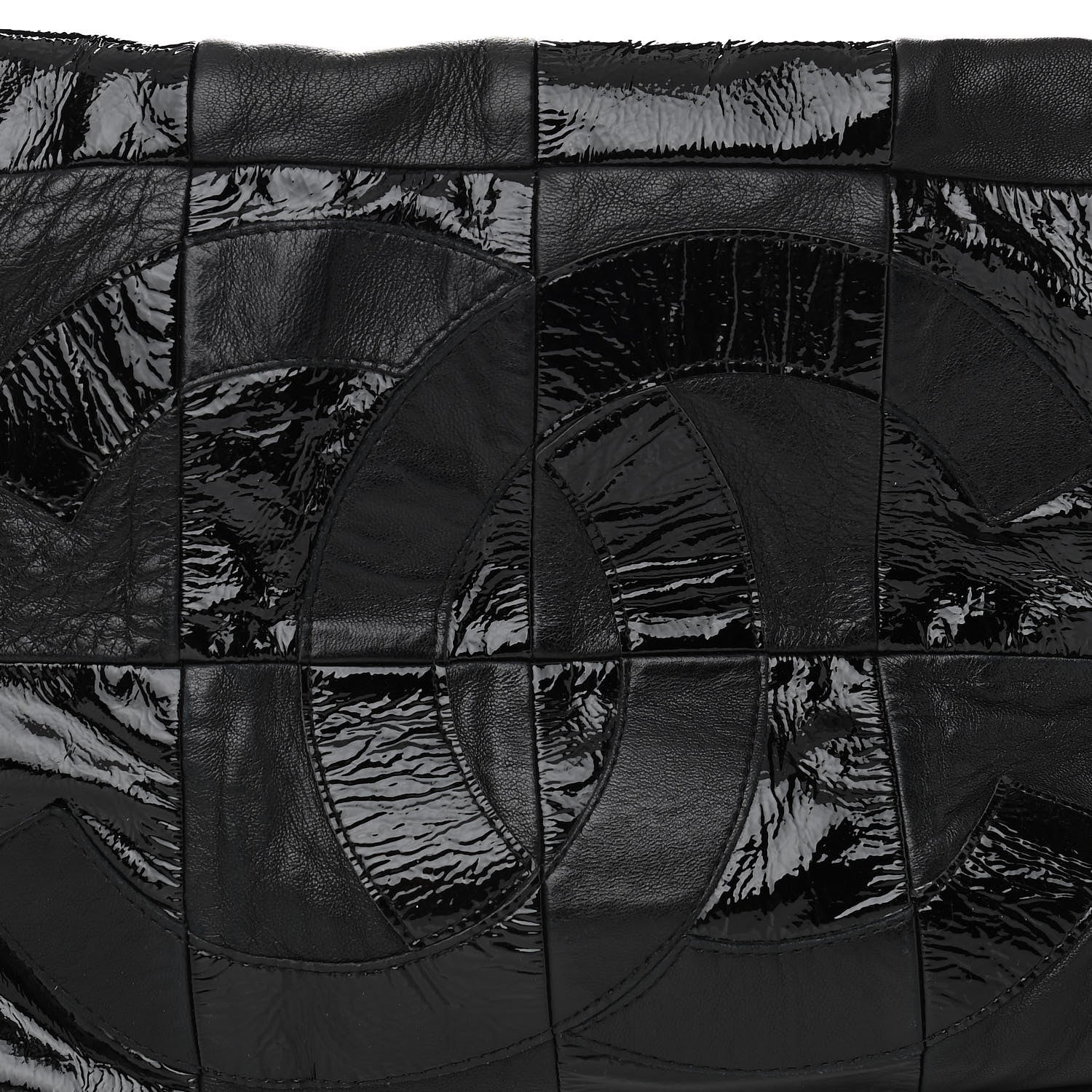 Chanel Lambskin Patent Calfskin Brooklyn Patchwork Hobo Black 8 of 10