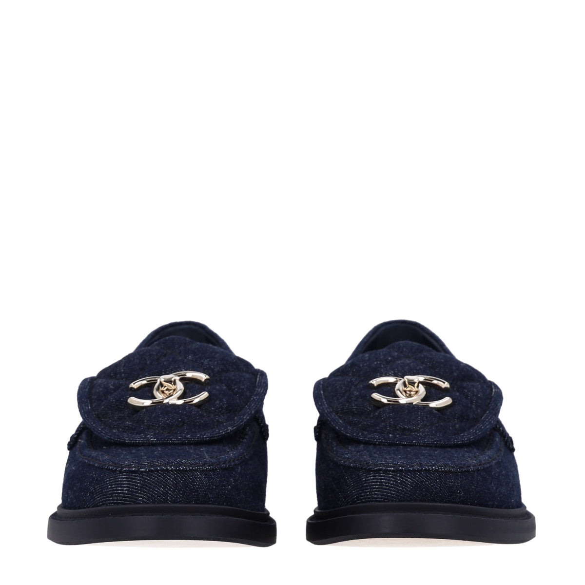 Denim CC Turnlock Loafers 39.5 Dark Blue