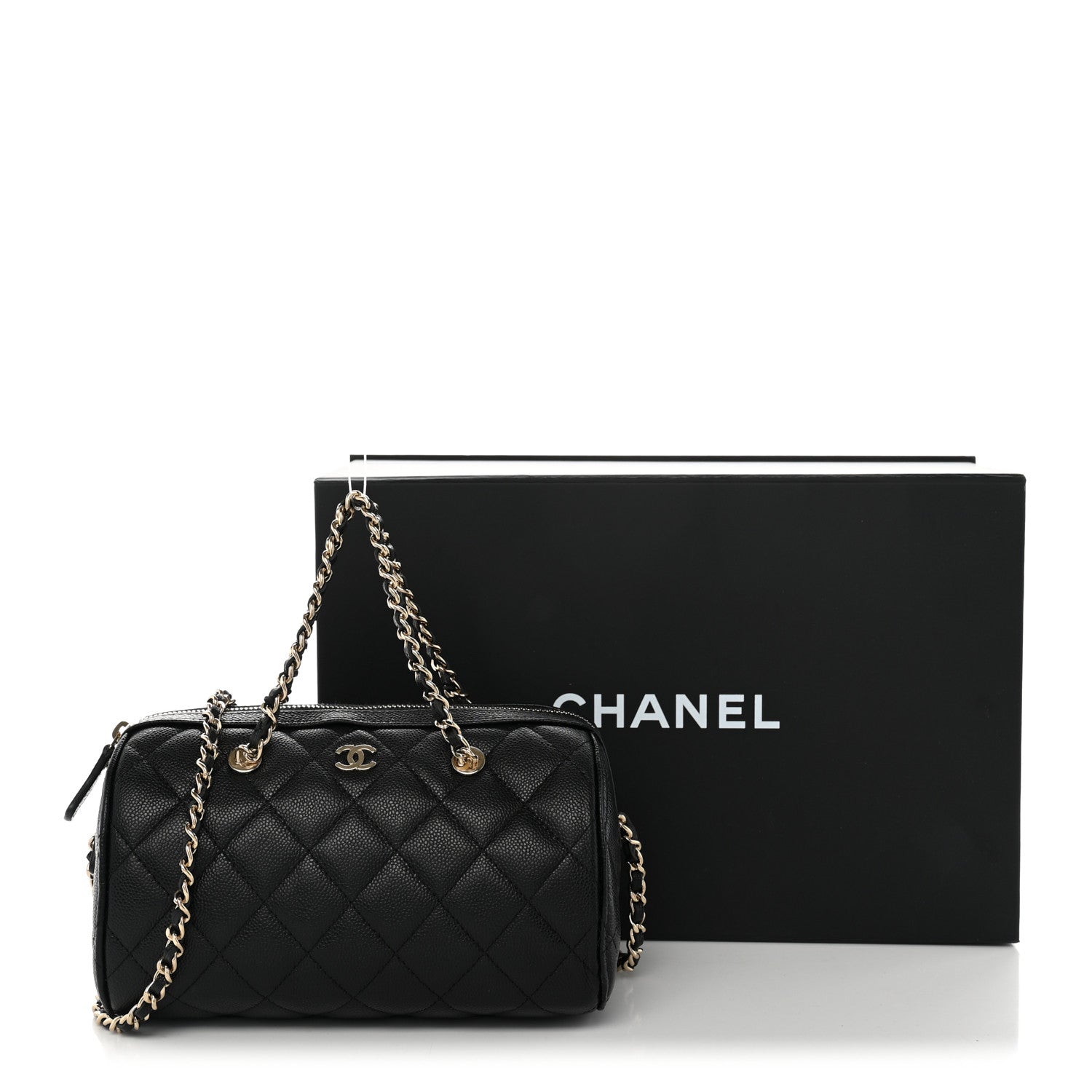 Chanel Caviar Quilted Barrel Clutch With Chain Black 11 of 11