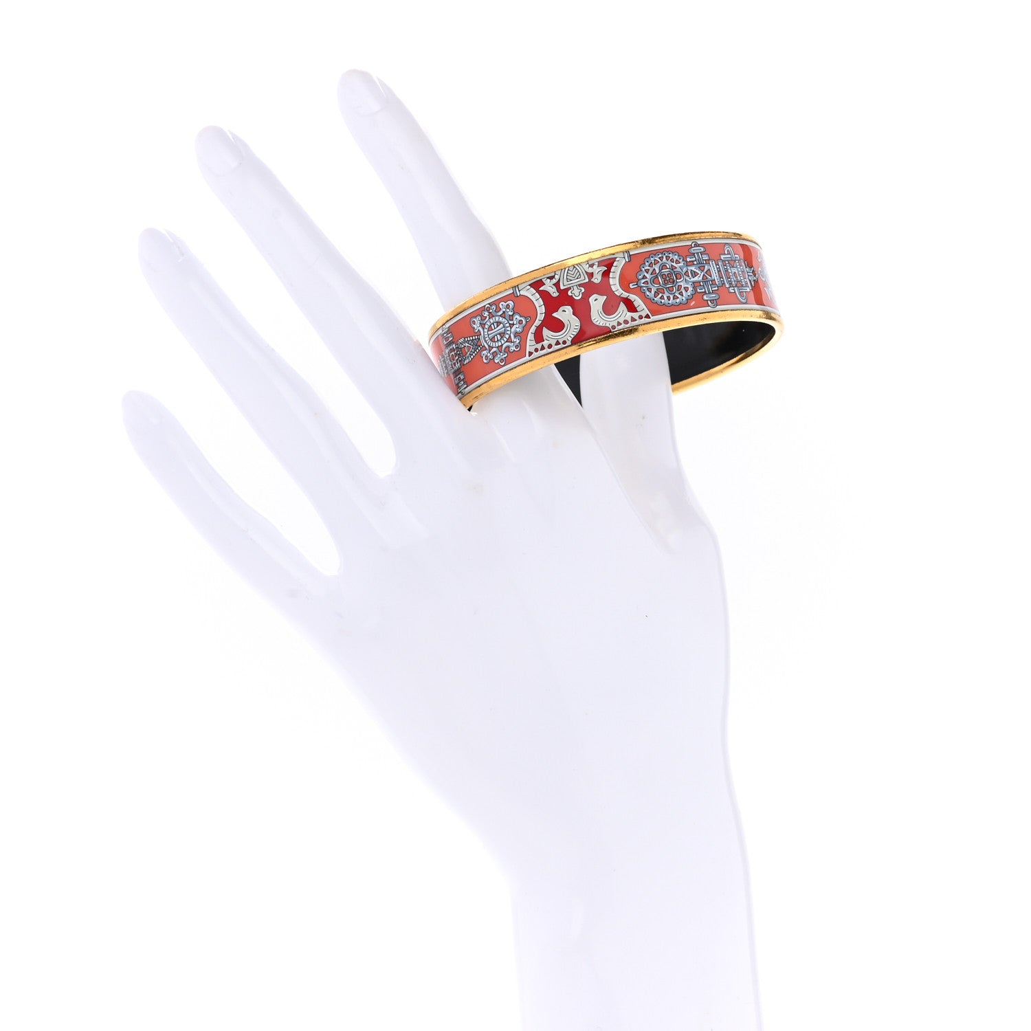 Hermes Enamel Printed Wide Birds Bracelet 65 2 of 7