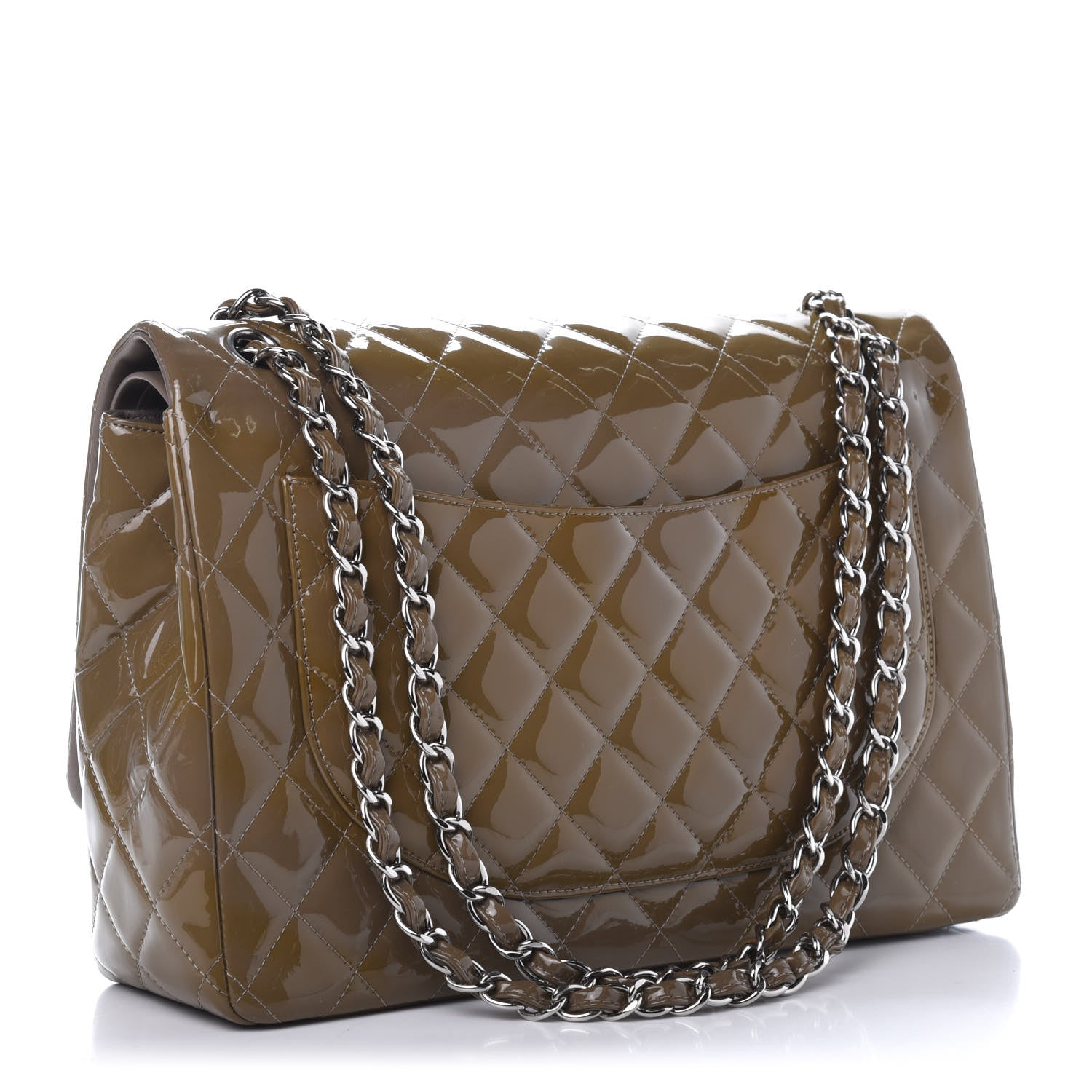 Chanel Patent Calfskin Quilted Maxi Double Flap Grey 3 of 12