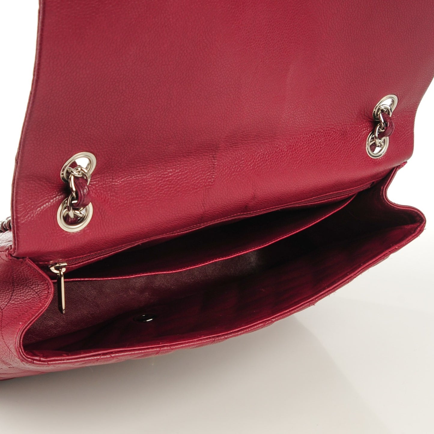 Caviar Maxi Single Flap Dark Red