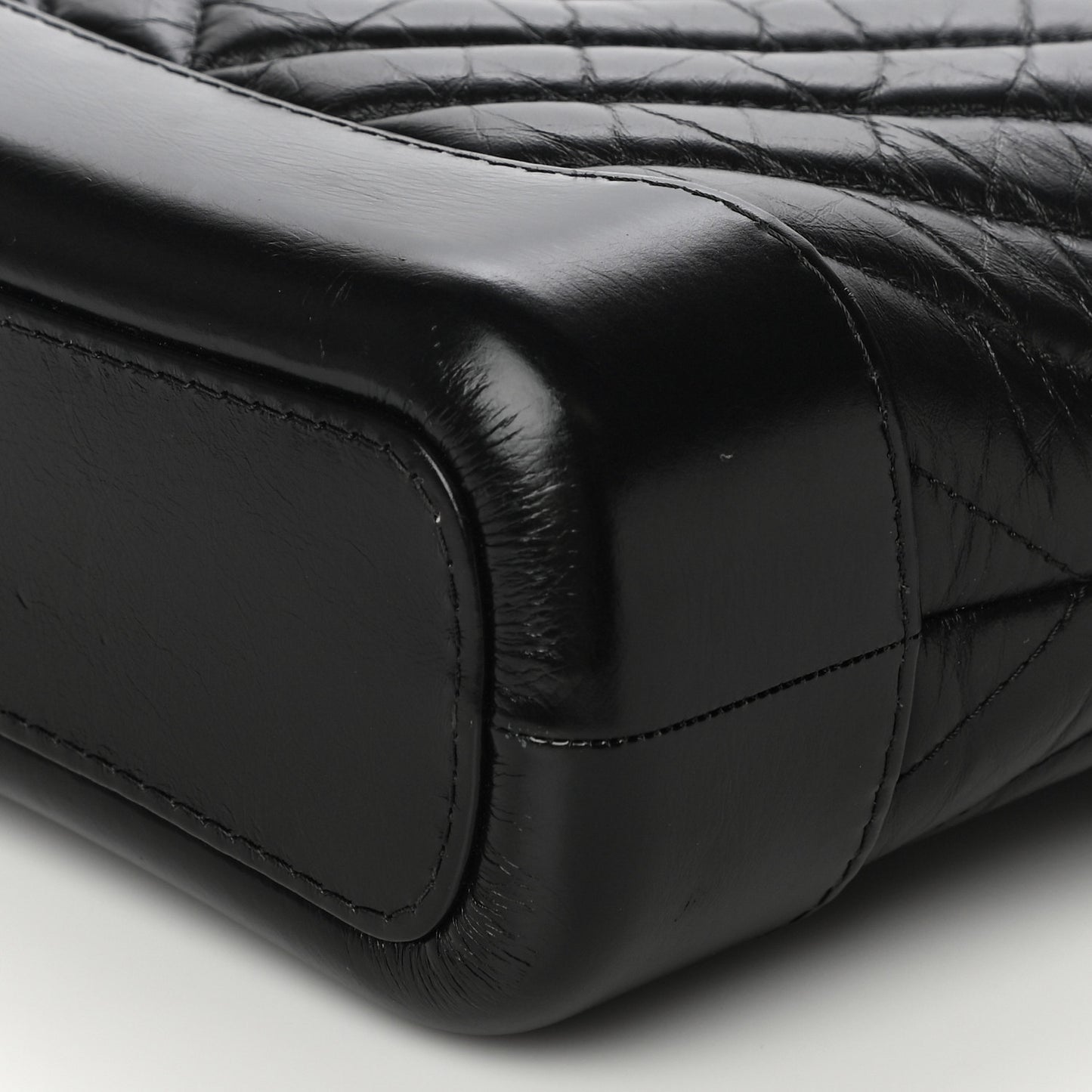 Aged Calfskin Chevron Quilted Small Gabrielle Hobo Black