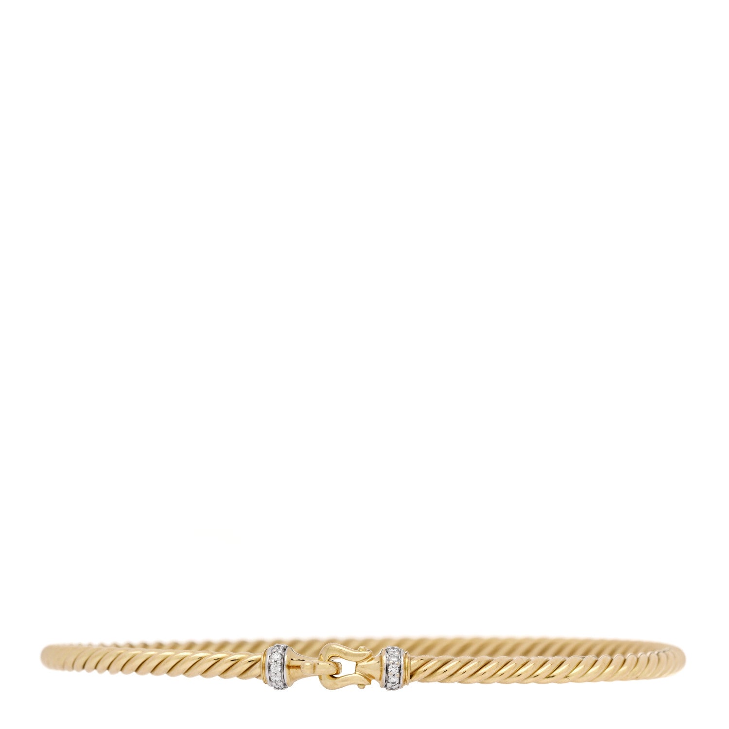 David Yurman 18K Yellow Gold Diamond 2.6mm Cable Collectibles Buckle Bracelet 1 of 3