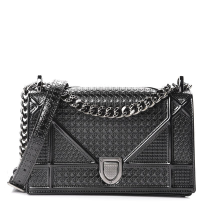 Christian Dior Metallic Patent Micro-Cannage Small Diorama Flap Bag Onyx Black 1 of 11