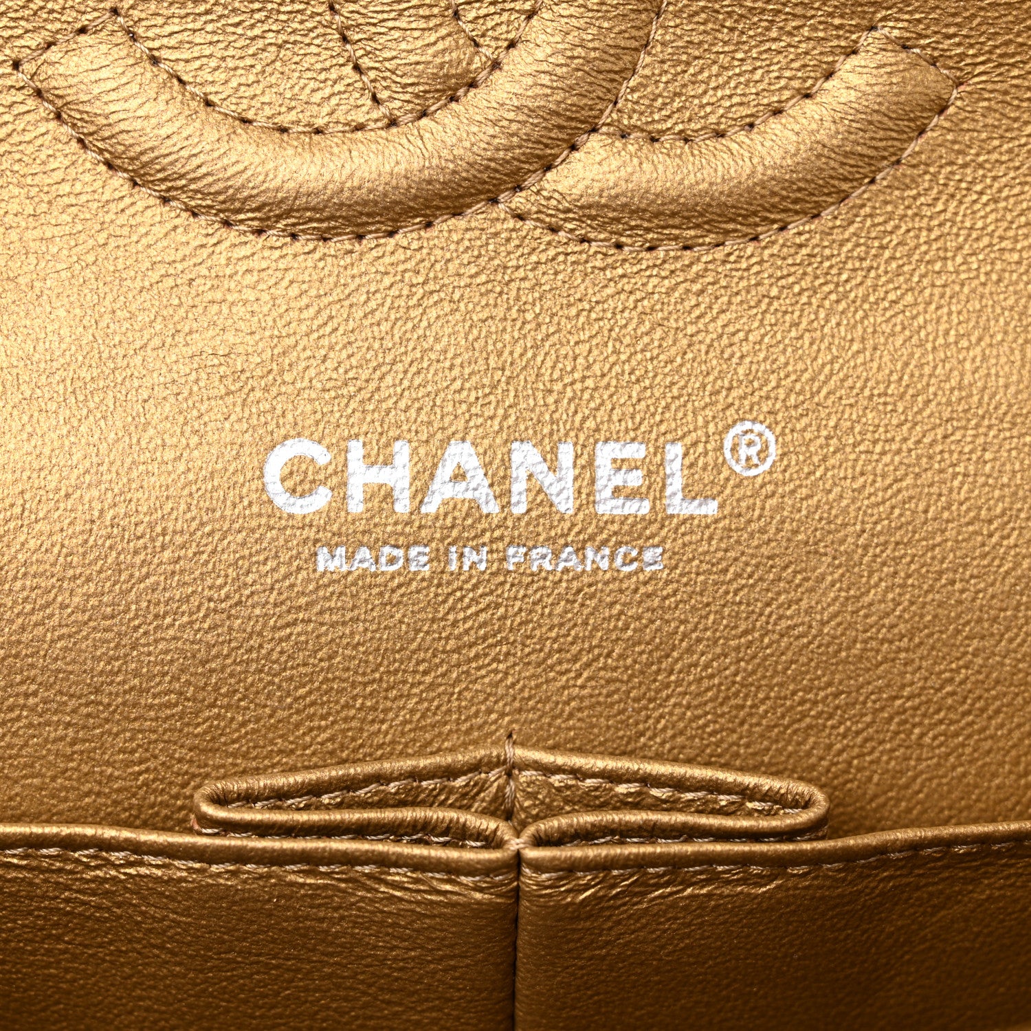 Chanel Metallic Calfskin Quilted Medium Double Flap Dark Gold 6 of 12