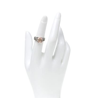 David Yurman Sterling Silver Morganite Diamond 10mm Petite Wheaton Ring 52 6 2 of 6