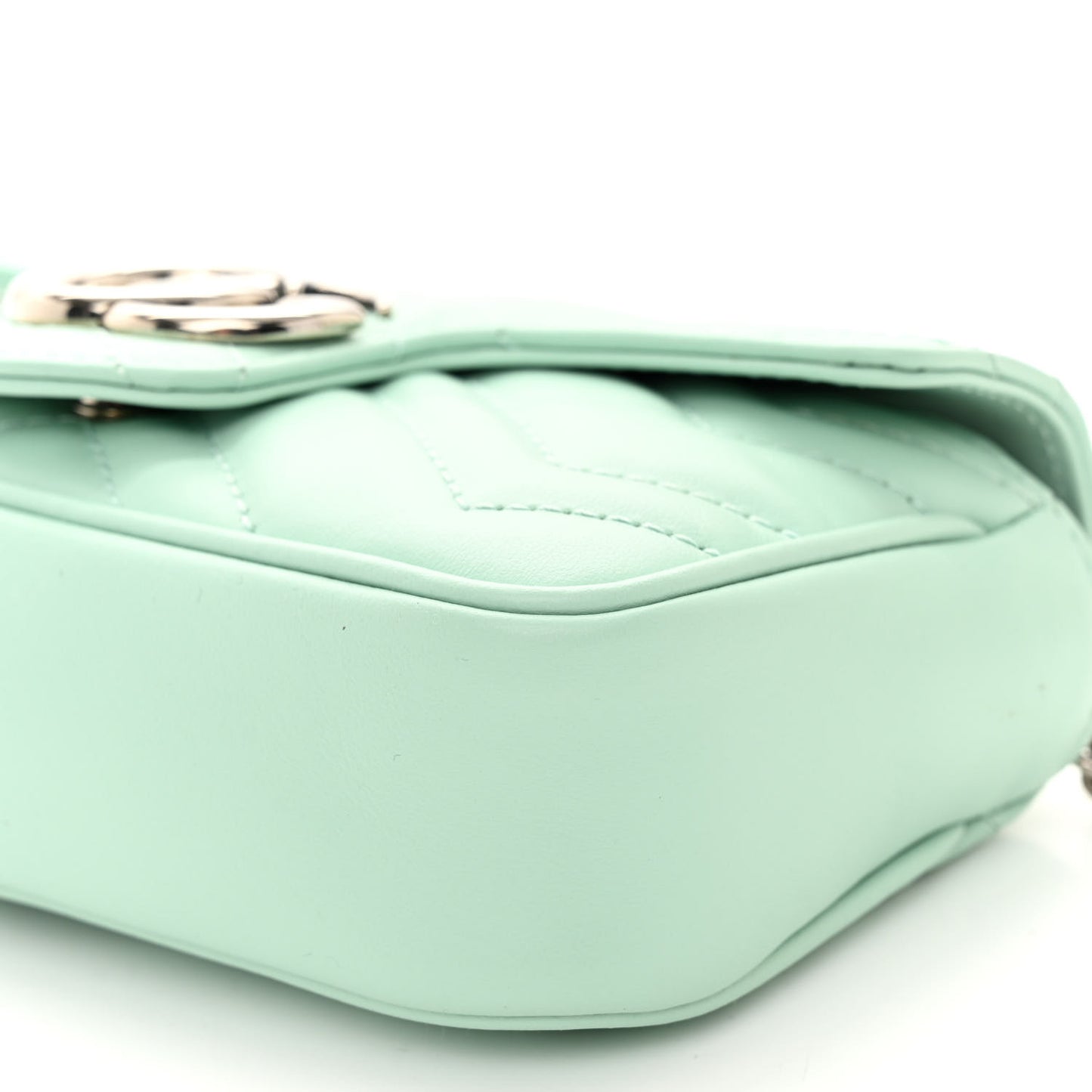 Calfskin Matelasse Super Mini GG Marmont Shoulder Bag Water Green