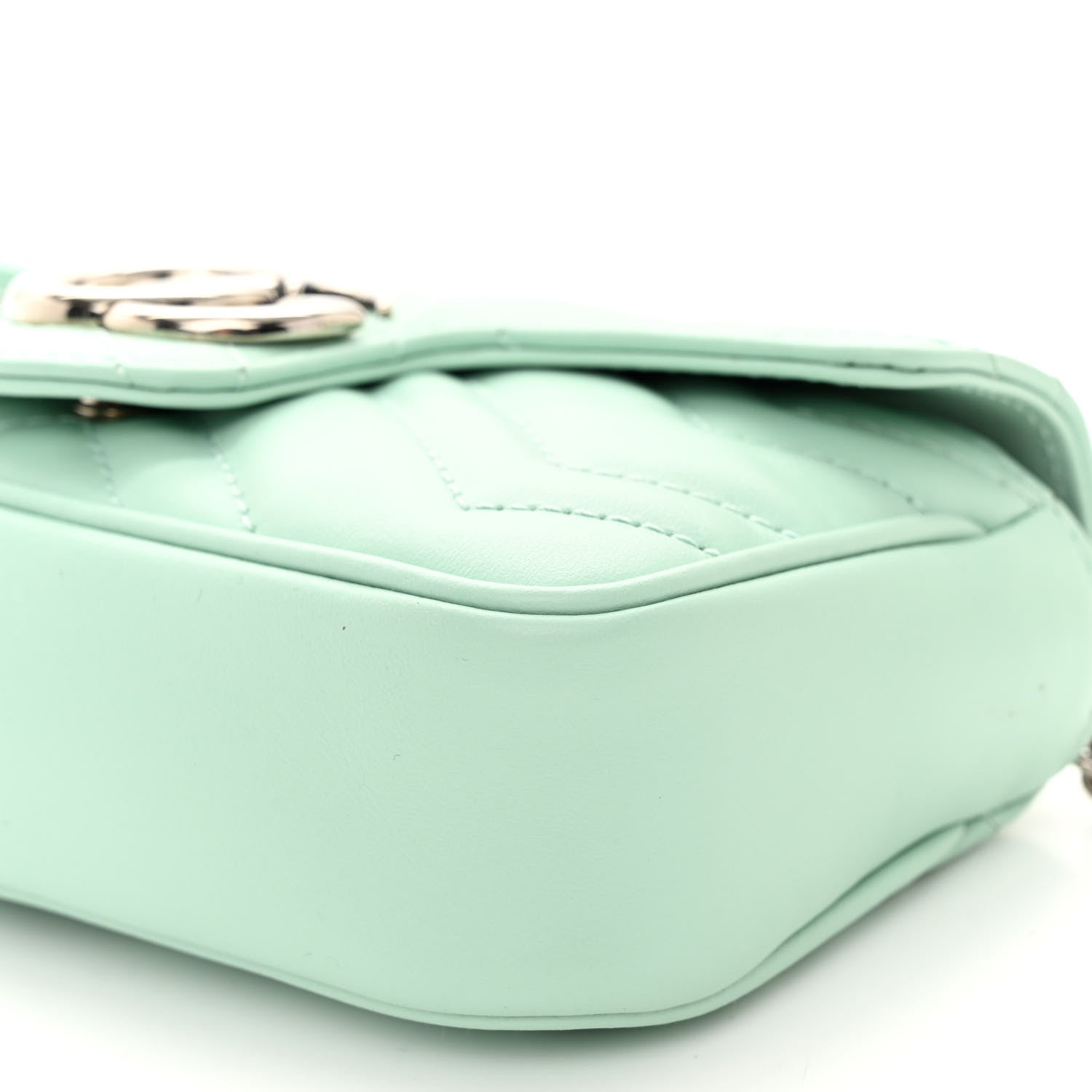 Gucci Calfskin Matelasse Super Mini GG Marmont Shoulder Bag Water Green 10 of 11