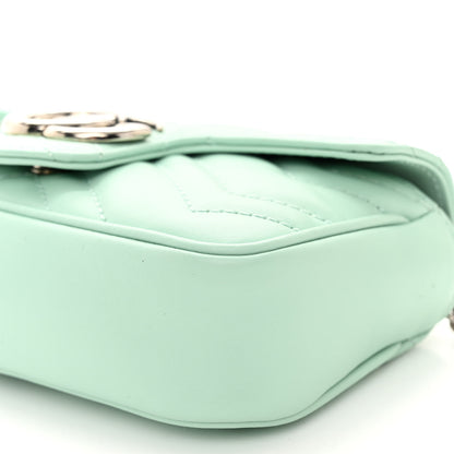 Gucci Calfskin Matelasse Super Mini GG Marmont Shoulder Bag Water Green 10 of 11