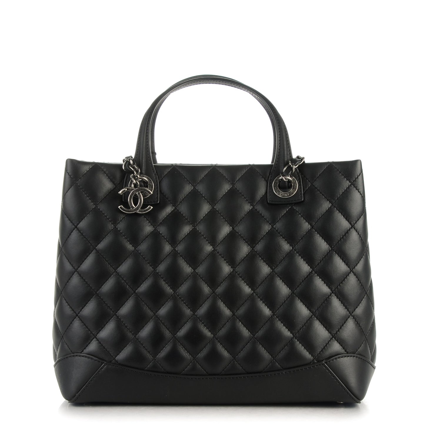 Calfskin Quilted Small Easy Shopping Tote Black