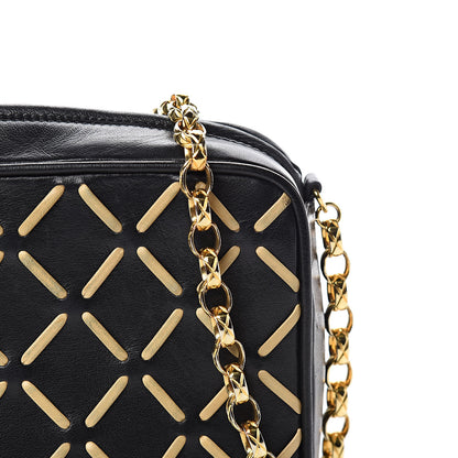 Chanel Lambskin Stitched Tassel Camera Case Black Beige 13 of 13