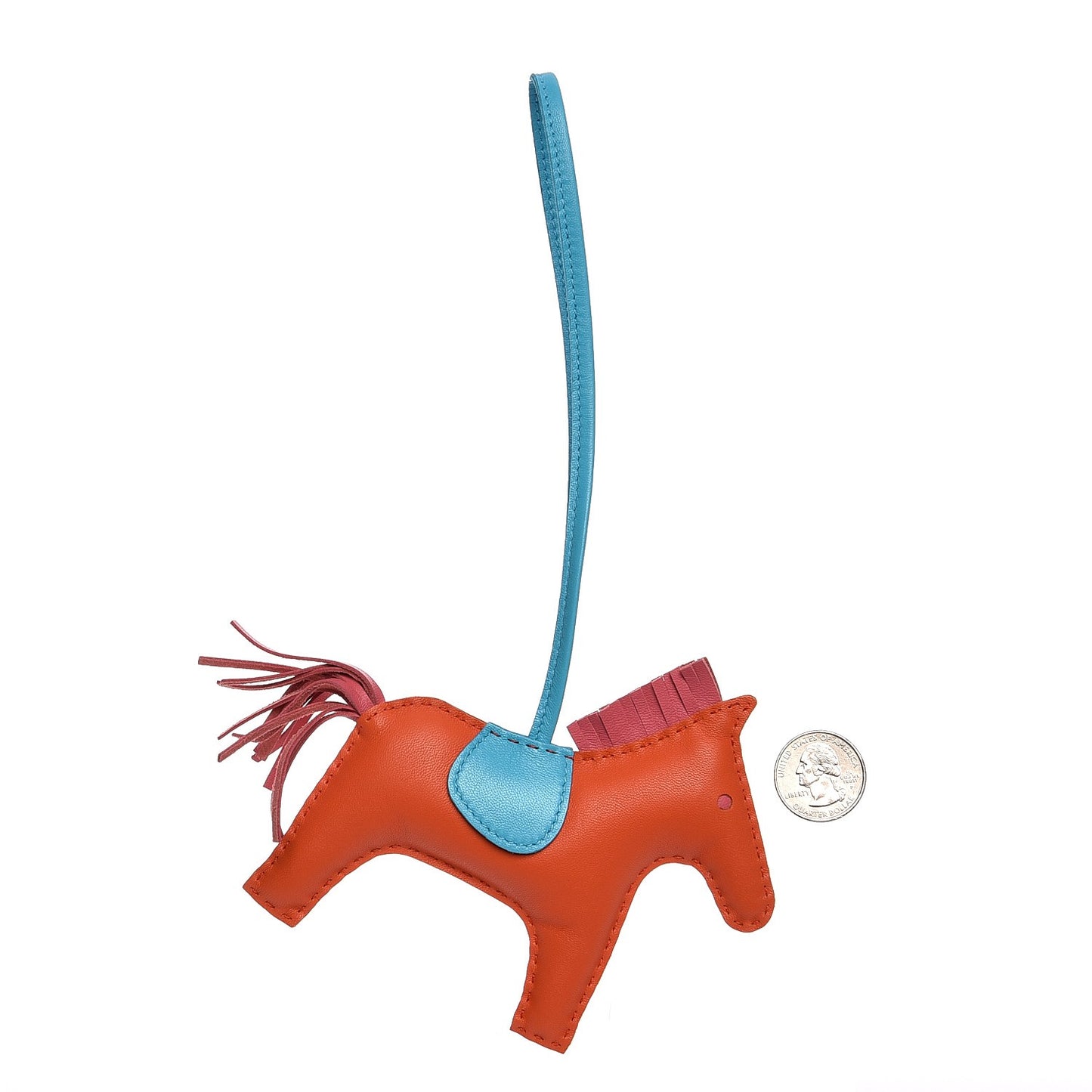Milo Lambskin Grigri Rodeo Horse Bag Charm MM Orange Poppy Rose Azalee Bleu Azteque