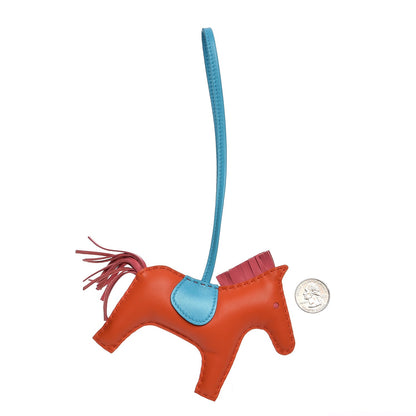 Hermes Milo Lambskin Grigri Rodeo Horse Bag Charm MM Orange Poppy Rose Azalee Bleu Azteque 2 of 3